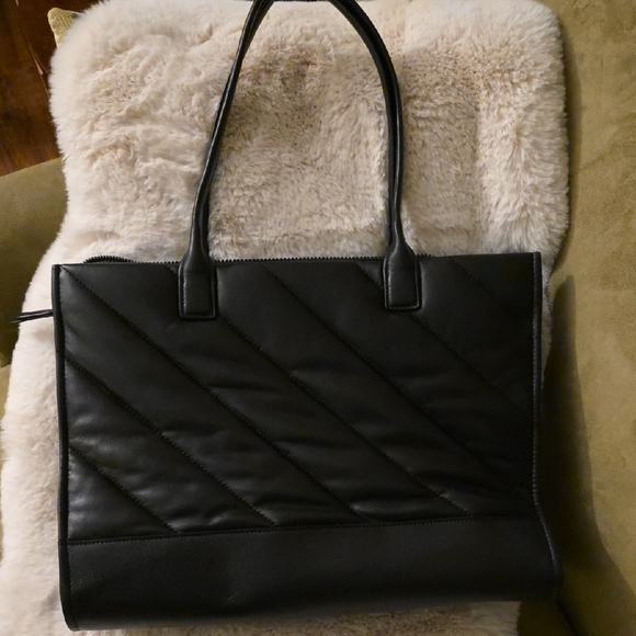 NWOT Kurt Geiger Quilted Black Leather Large Tote Bag - Picture 3 of 6